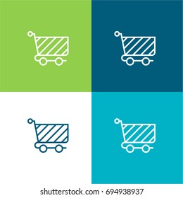 Cart green and blue material color minimal icon or logo design