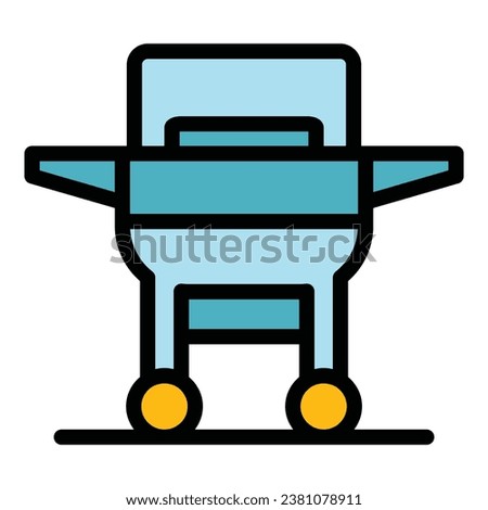 Cart grill icon outline vector. Bbq fire. Steak food color flat