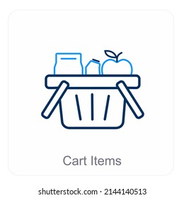 Concepto De Icono De Artículos De Carro Y Compra