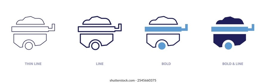 Cart icon in 4 different styles. Thin Line, Line, Bold, and Bold Line. Duotone style. Editable stroke.