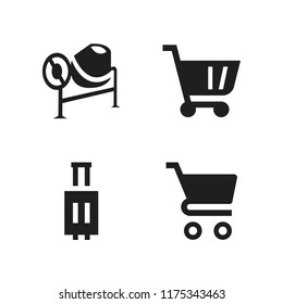 cart icon. 4 cart vector icons set. shopping cart, trolley and concrete mixer tool icons for web and design about cart theme