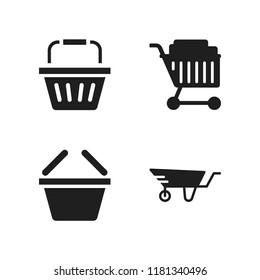 cart icon. 4 cart vector icons set. shopping cart, wheelbarrow and shopping basket icons for web and design about cart theme