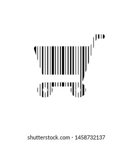 Cart icon in bar-code style. Vector illustration