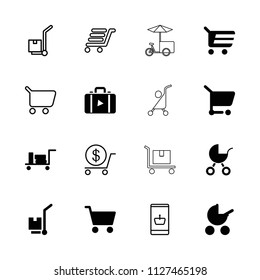 Cart icon. collection of 16 cart filled and outline icons such as luggage, baby stroller, dollar. editable cart icons for web and mobile.