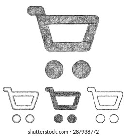 Cart icon design set - sketch line art