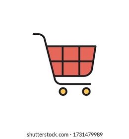 cart icon filled outline vector. isolated on white background