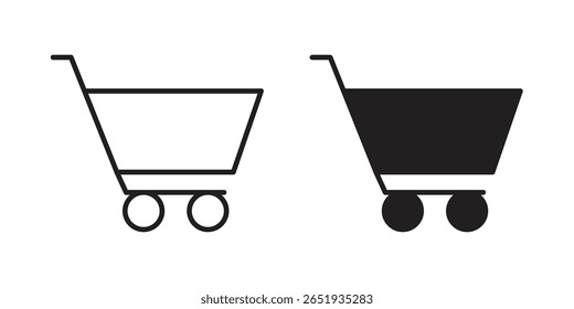 Cart icon. Flat and stroke versions. Graphic elements.