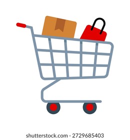 Icono de Carrito. Una ilustración de estilo plano de un Carrito de compras, perfecto para el comercio electrónico, conceptos de compras en línea y diseño minorista.