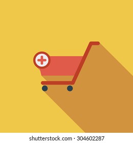 Cart icon. Flat vector related with icon long shadow for web and mobile applications. It can be used as - logo, pictogram, icon, infographic element. Vector Illustration. 