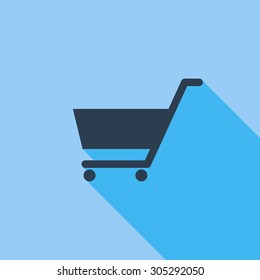 Cart icon. Flat vector related icon with long shadow for web and mobile applications. It can be used as - logo, pictogram, icon, infographic element. Vector Illustration.