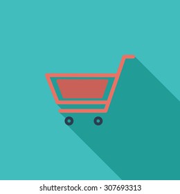 Cart icon. Flat vector related icon with long shadow for web and mobile applications. It can be used as - logo, pictogram, icon, infographic element. Vector Illustration.