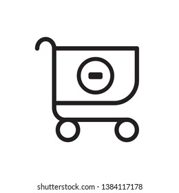 cart icon line thin vector eps 10 with minus sign 