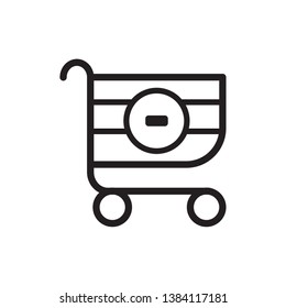 cart icon line thin vector eps 10 with minus sign