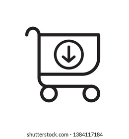 cart icon line thin vector eps 10 with down arrow sign