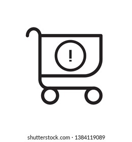 cart icon line thin vector eps 10 with exclamation mark sign