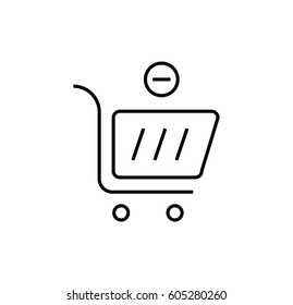 cart icon. remove from cart. Linear style. Isolated vector.