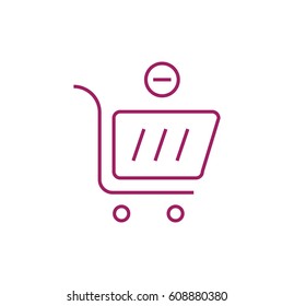 cart icon. remove from cart. Linear style. Isolated vector.