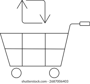 cart icon and repost icon with white background.with black lines