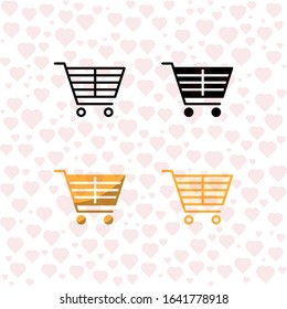 cart icon. retail symbol. wagon vector on heart background pattern