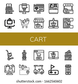 Cart Icon Set. Collection Of Book Shop, Online Order, Online Shopping, Buying, Online Shop, Shelf, Shopper, Shopping, Trolley, Store, Airport, Shopping Cart, Golf Cart, Golf Icons