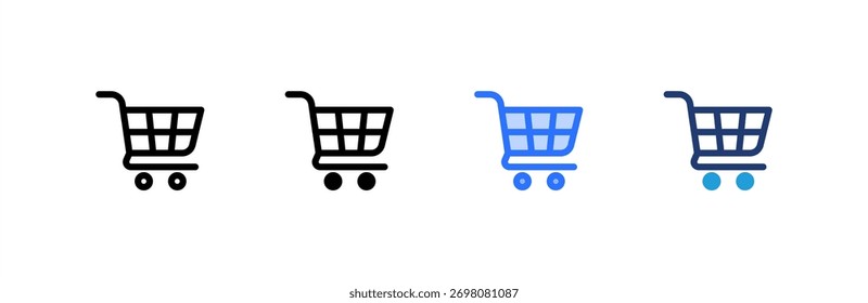 Warenkorb-Symbol setzt mehrere Stilsammlung. Vektorgrafik.
