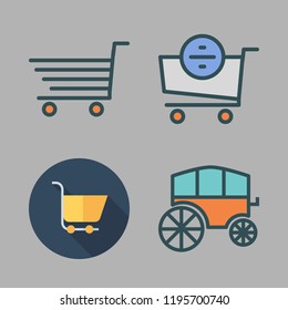 cart icon set. vector set about carts, shopping cart and chariot icons set.