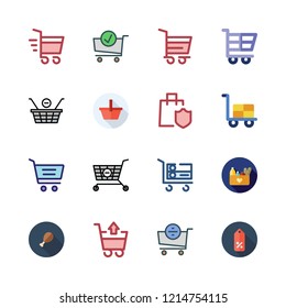cart icon set. vector set about shopping cart, groceries, upermarket and shopping basket icons set.
