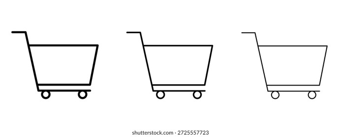 Carrito de línea delgada sobre fondo blanco, Ilustración vectorial editable del movimiento