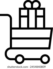 Icono de Carrito. Diseño de estilo lineal delgado aislado sobre fondo blanco