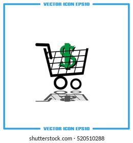 Cart icon vector illustration eps10. Isolated badge shopping cart  for website or app - stock infographics