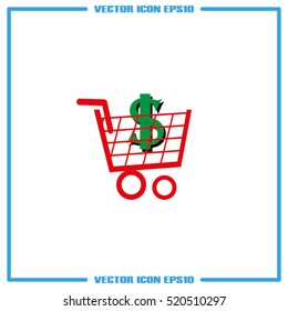 Cart icon vector illustration eps10. Isolated badge shopping cart  for website or app - stock infographics