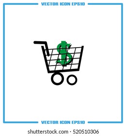 Cart icon vector illustration eps10. Isolated badge shopping cart  for website or app - stock infographics