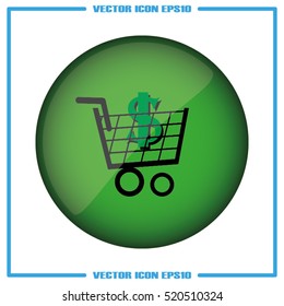 Cart icon vector illustration eps10. Isolated badge shopping cart  for website or app - stock infographics