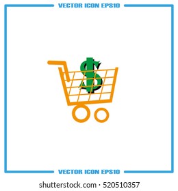Cart icon vector illustration eps10. Isolated badge shopping cart  for website or app - stock infographics