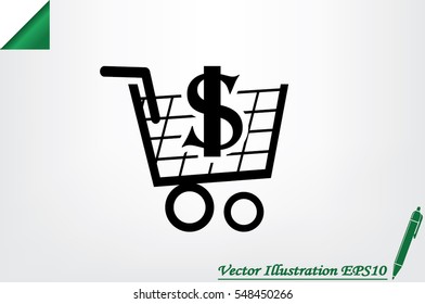 Cart icon vector illustration eps10. Isolated badge shopping cart  for website or app - stock infographics.