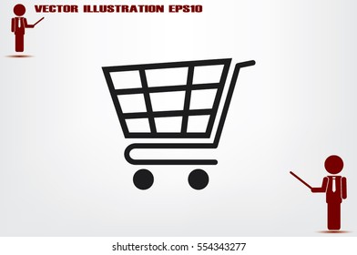Cart icon vector illustration eps10. Isolated badge shopping cart  for website or app - stock infographics.