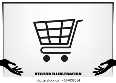 Cart icon vector illustration eps10. Isolated badge shopping cart  for website or app - stock infographics.