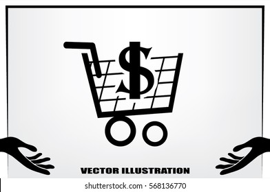 Cart icon vector illustration eps10. Isolated badge shopping cart  for website or app - stock infographics