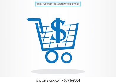 Cart icon vector illustration eps10. Isolated badge shopping cart  for website or app - stock infographics.