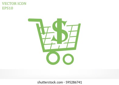 Cart icon vector illustration eps10. Isolated badge shopping cart  for website or app - stock infographics.