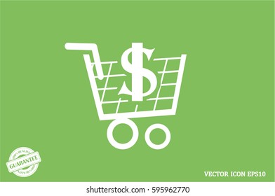 Cart icon vector illustration eps10. Isolated badge shopping cart  for website or app - stock infographics
