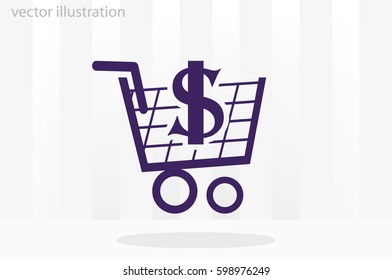 Cart icon vector illustration eps10. Isolated badge shopping cart  for website or app - stock infographics