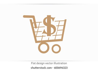 Cart icon vector illustration eps10. Isolated badge shopping cart  for website or app - stock infographics