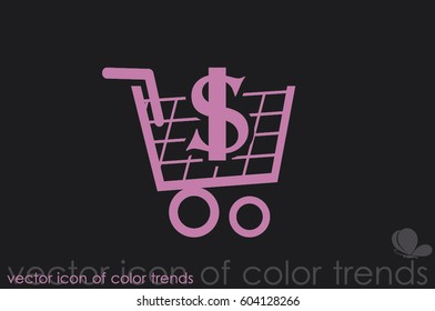 Cart icon vector illustration eps10. Isolated badge shopping cart  for website or app - stock infographics.
