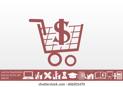 Cart icon vector illustration eps10. Isolated badge shopping cart  for website or app - stock infographics
