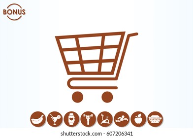 Cart icon vector illustration eps10. Isolated badge shopping cart  for website or app - stock infographics
