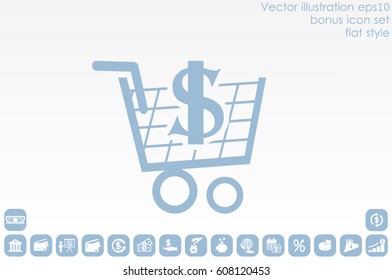 Cart icon vector illustration eps10. Isolated badge shopping cart  for website or app - stock infographics