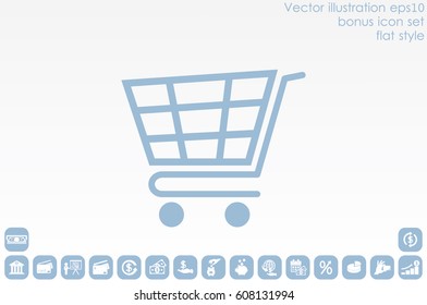 Cart icon vector illustration eps10. Isolated badge shopping cart  for website or app - stock infographics