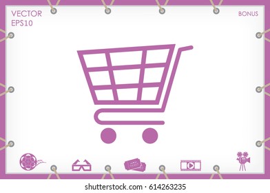 Cart icon vector illustration eps10. Isolated badge shopping cart  for website or app - stock infographics