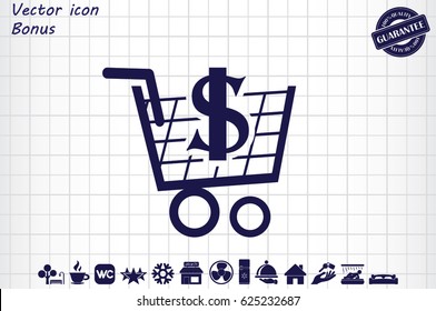 Cart icon vector illustration eps10. Isolated badge shopping cart  for website or app - stock infographics